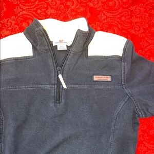 Vineyard Vines Black and Cream Quarter-Zip Pullover